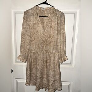 Babaton aritzia snakeskin print tan silk long sleeve mini dress S animal print